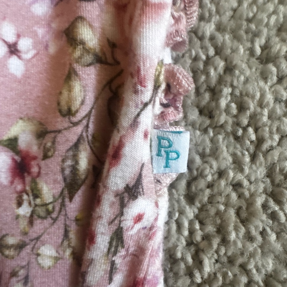 Posh Peanut 12-18 Months Pink Floral Bunny Print Kids One-Piece Pajama Footies - Picture 3 of 6